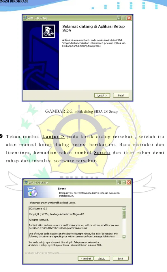GAMBAR 2-5.  kotak dialog SIDA 2.0 Setup 