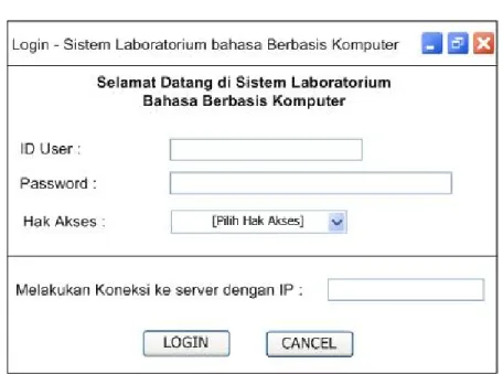 Gambar 4. 2 Form Login – Server dan Client  B.1.4. Spesifikasi Query 