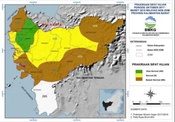 Gambar 3.5. Prakiraan Sifat Hujan Kumulatif Periode Oktober 2017 - Maret 2018 di  Kalimantan Barat 