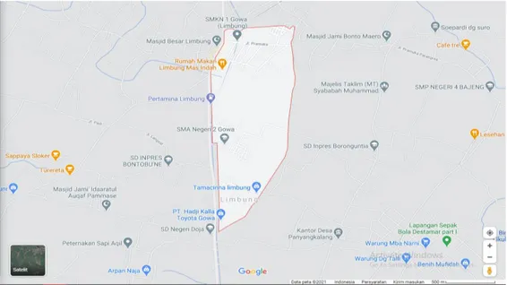 Gambar 1. Peta lokasi pengabdian kepada masyarakat di Dusu Kalebajeng Kec. Bajeng Kab