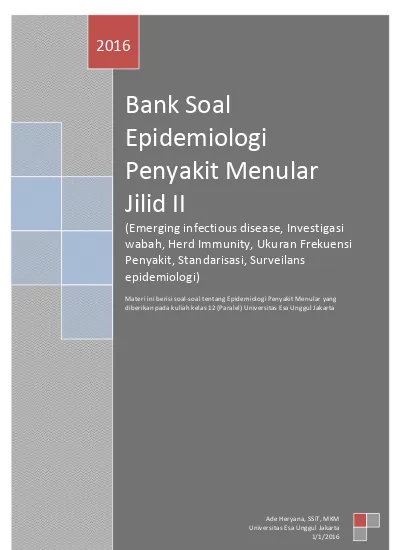 SURVEILANS EPIDEMIOLOGI - Materi Ini Berisi Soal-soal Tentang ...