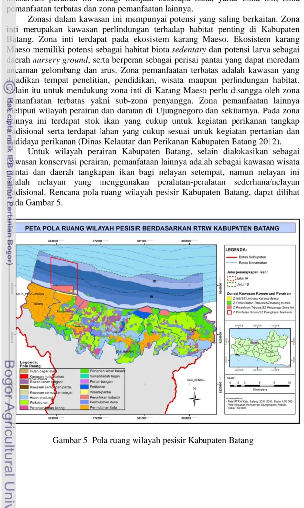 Gambar 5  Pola ruang wilayah pesisir Kabupaten Batang 