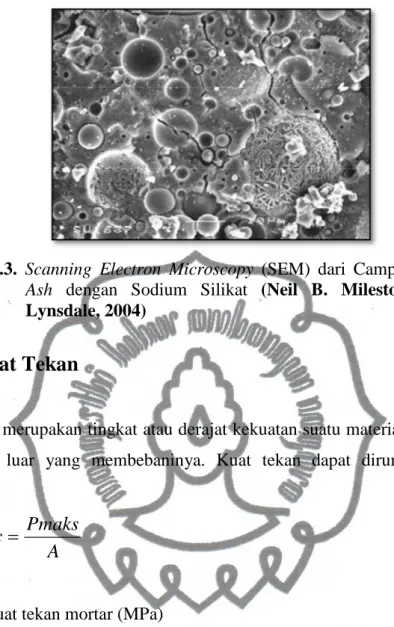 Gambar  2.3.  Scanning  Electron  Microscopy  (SEM)  dari  Campuran  antara  Fly  Ash  dengan  Sodium  Silikat  (Neil  B