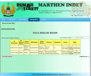 Gambar 12. Halaman rekam medis 