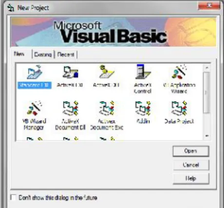 Gambar 1.1. Dialog box New Project ditampilkan sesaat anda menjalankan IDE Visual Basic 6.