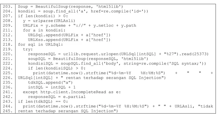 Gambar 4.3 Kode Program Serangan SQL Injection 