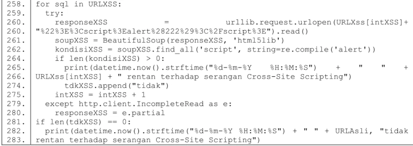 Gambar 4.4 Kode Program Serangan Cross-Site Scripting (XSS) 