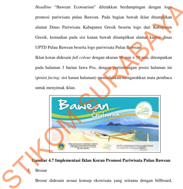 Gambar 4.7 Implementasi Iklan Koran Promosi Pariwisata Pulau Bawean  5.  Brosur 