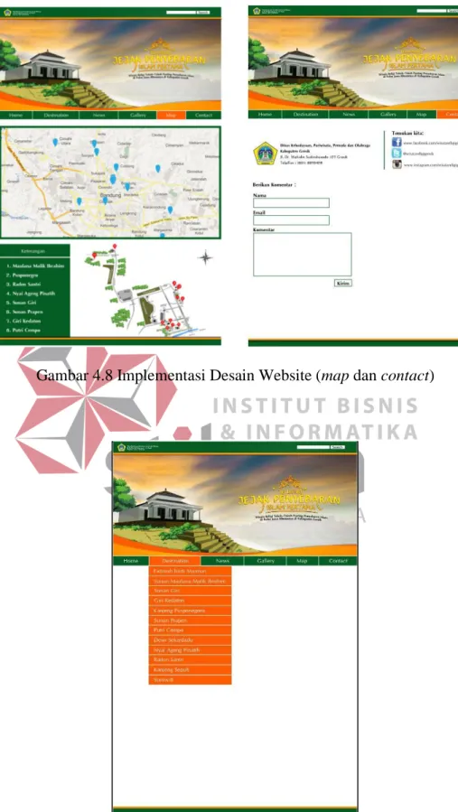 Gambar 4.8 Implementasi Desain Website (map dan contact) 