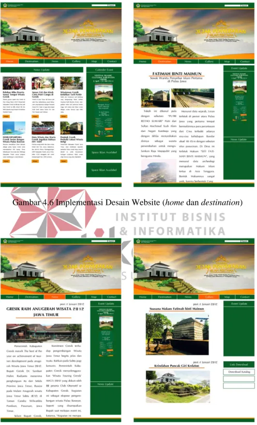 Gambar 4.6 Implementasi Desain Website (home dan destination) 