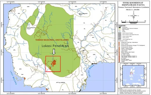 Gambar 1. Peta Lokasi Penelitian DAS Tayawi TNAL 