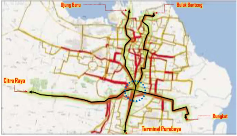Gambar  6. Perkiraan Koridor Utama SAUM Kota Surabaya 