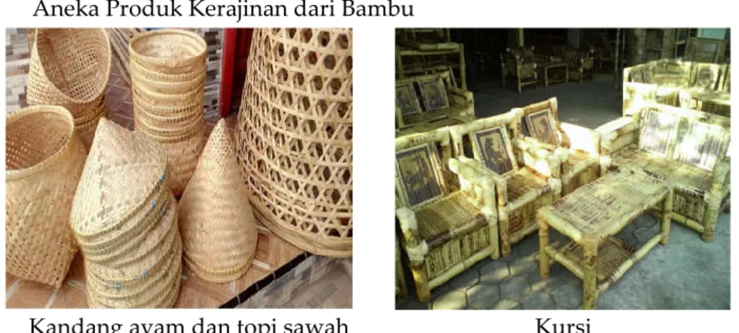Gambar 1.30 Aneka Produk Kerajinan dari Bambu  e.  Kulit 