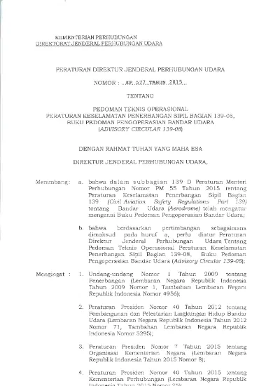 PERATURAN DIREKTUR JENDERAL PERHUBUNGAN UDARA NOMOR :..^P T.AHIJN TENTANG