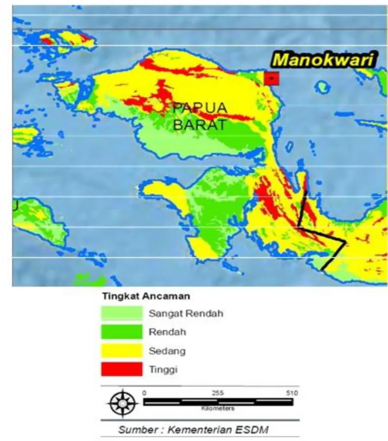 Gambar  2.3.  Peta  Zonasi  Ancaman  Bencana    Gerakan Tanah di Papua Barat  