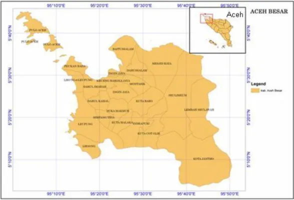 Gambar 1. Peta Kabupaten Aceh Besar  Jenis dan Sumber Data  
