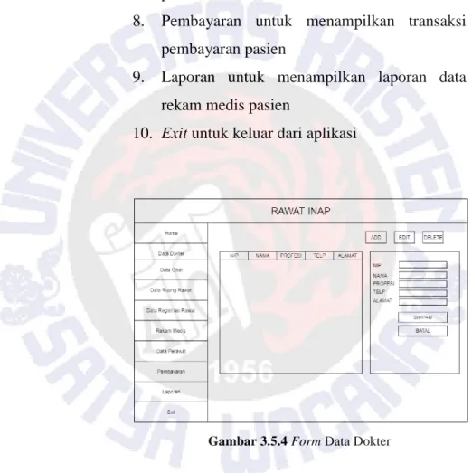 Gambar 3.5.4 Form Data Dokter 