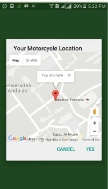 Gambar 6. Antar muka halaman informasi lokasi kendaraan 