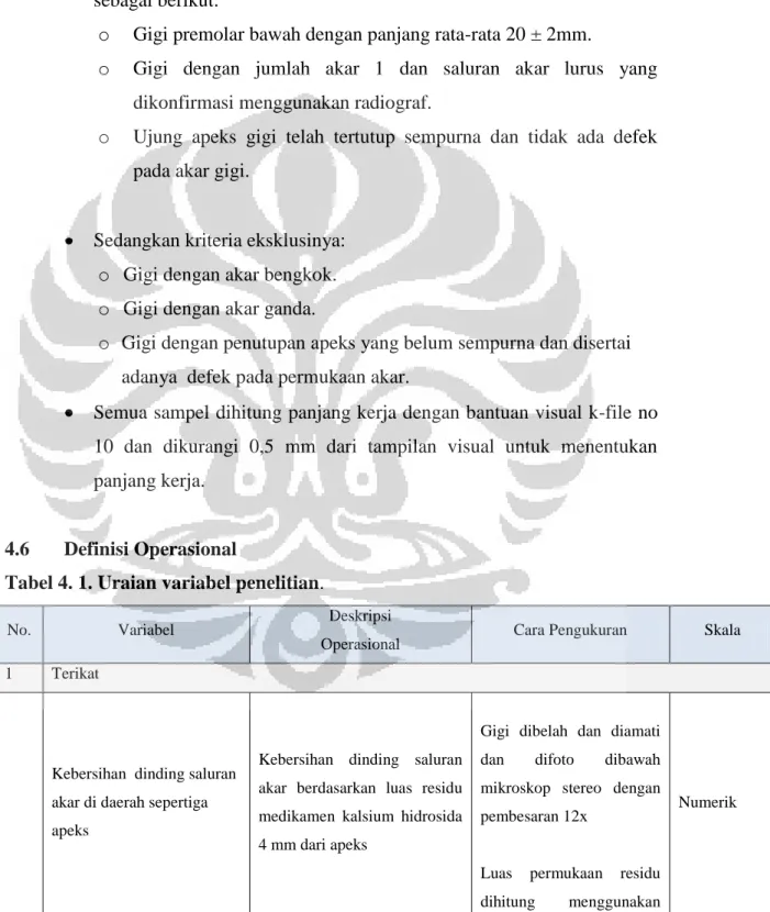 Tabel 4. 1. Uraian variabel penelitian. 