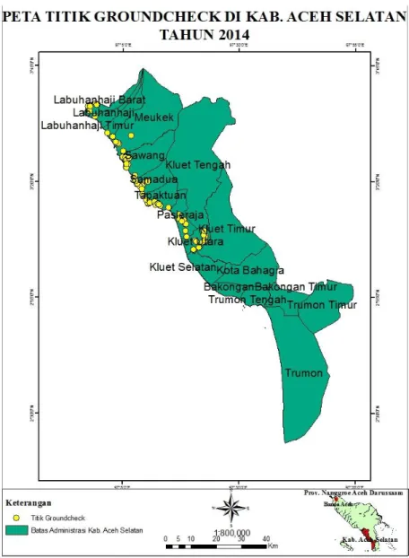 Gambar 2 Peta titik groundcheck di Kabupaten Aceh Selatan Tahun 2014 