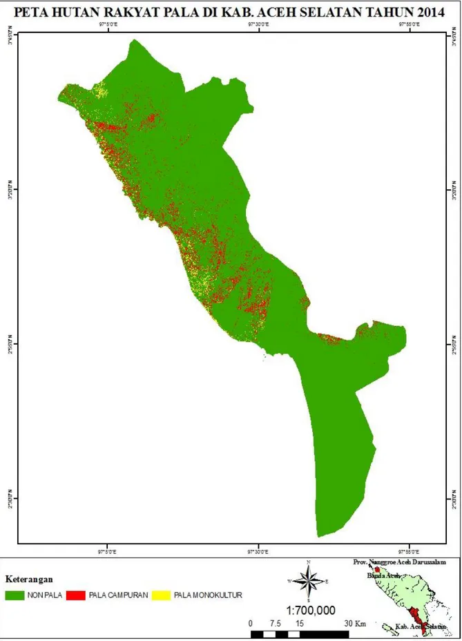 Gambar 7  Peta hutan rakyat pala monokultur dan hutan rakyat pala campuran 