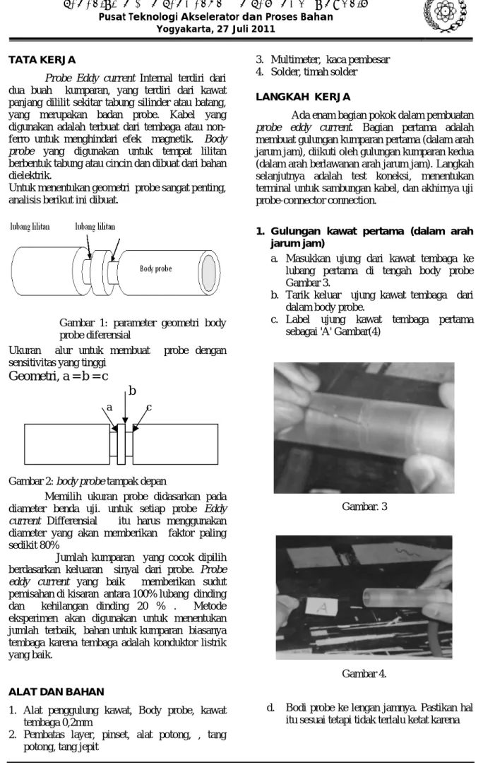 Gambar 1: parameter geometri body  probe diferensial  