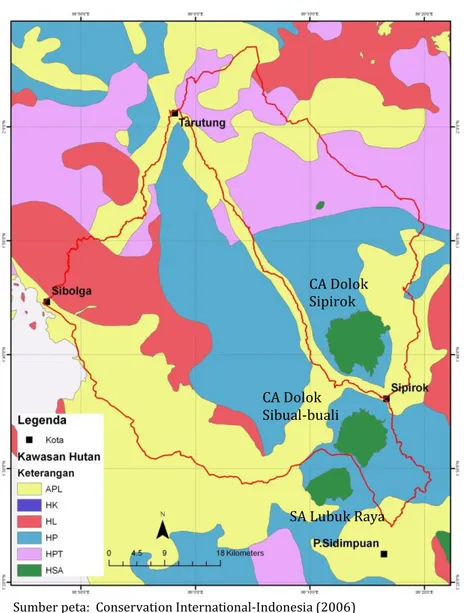 Gambar 1.  Peta Kawasan Blok Hutan  Batang Toru 
