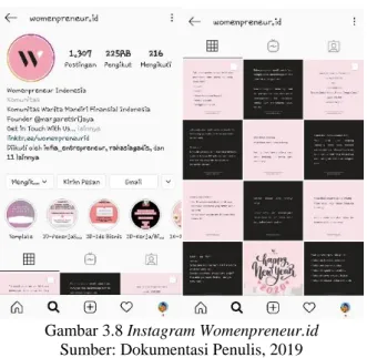Gambar 3.8 Instagram Womenpreneur.id  Sumber: Dokumentasi Penulis, 2019 