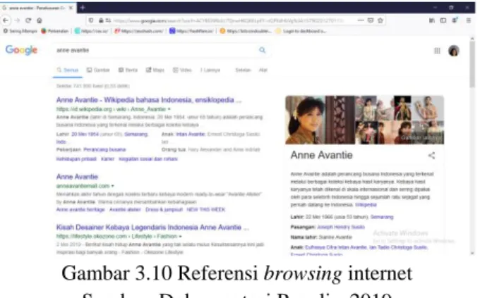 Gambar 3.10 Referensi browsing internet Sumber: Dokumentasi Penulis, 2019