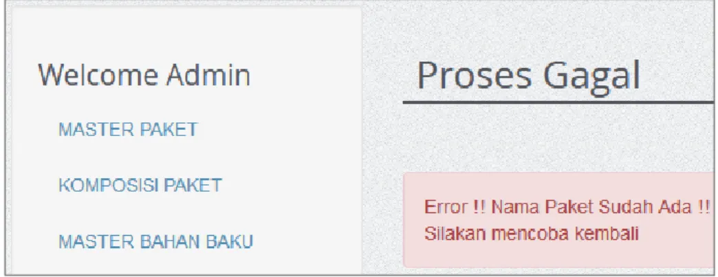 Gambar 4.27 Uji Coba Halaman Master Paket Bila Input-an Berhasil