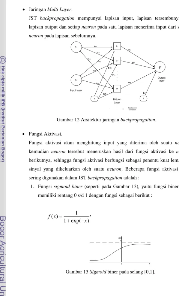 Gambar 12 Arsitektur jaringan backpropagation. 