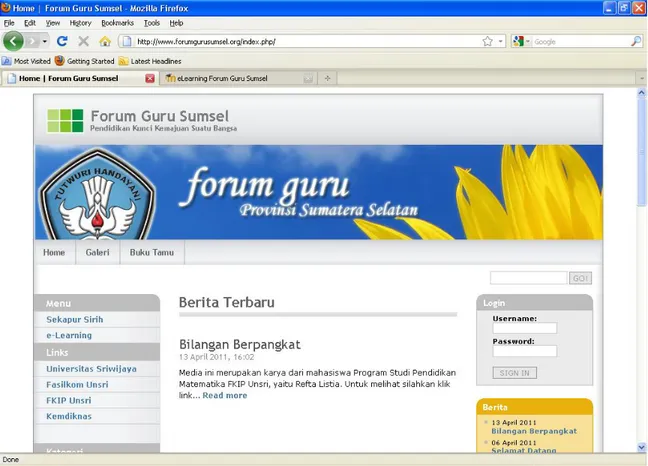Gambar 4.Menu Utama Website Forum Guru 