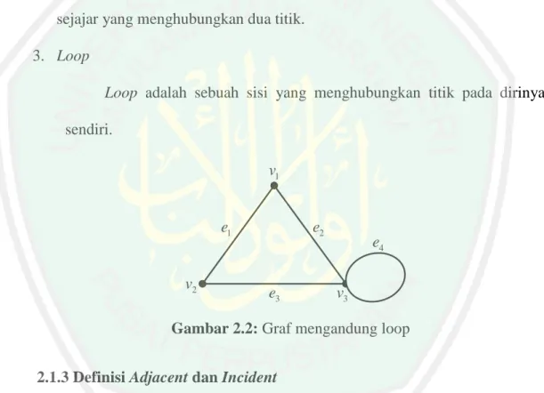 Gambar 2.2: Graf mengandung loopv1v2v3e1e2e3e4