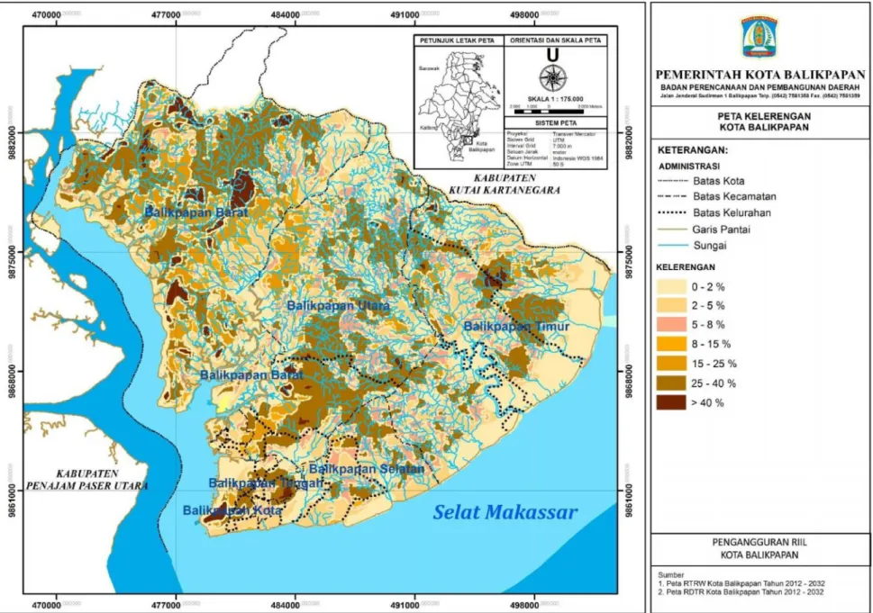 Gambar 4.2 Peta Topografi Kota BalikpapanKajian Pengangguran Riil Kota Balikpapan