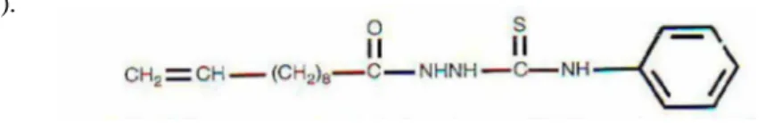 Gambar 1. Rumus struktur a). 1-Undekana-4-feniltiosemikarbasida (UPTS), b). 1-heptadekena-4-feniltiokarbasida (HPTS) dan c)