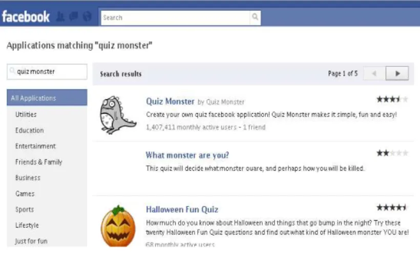 Gambar 5.4  Pencarian Aplikasi ”quiz monster” 