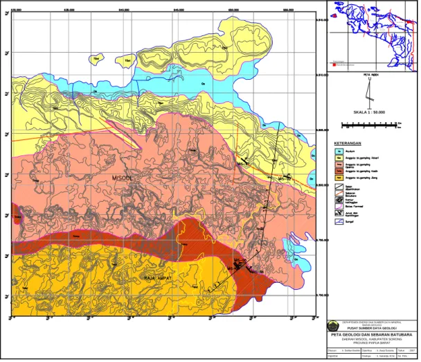 Gambar 2. Peta Geologi dan Sebaran Batubara Daerah Misool 