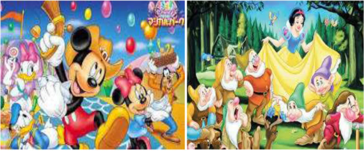 Gambar II.4.Mickey Mouse and Donald Duck (Kiri) dan Snow White and  Seven Dwarf (Kanan) 