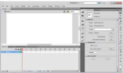 Gambar II.9. Tampilan Jendela program Adobe Flash Pro CS5.5  Sumber : (Madcoms Madium; 2012: 5)