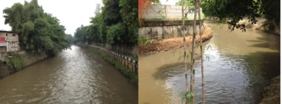 Gambar 1.1–a. Sungai Cipinang di Kebon Nanas, Cipinang Besar Selatan dan b. 