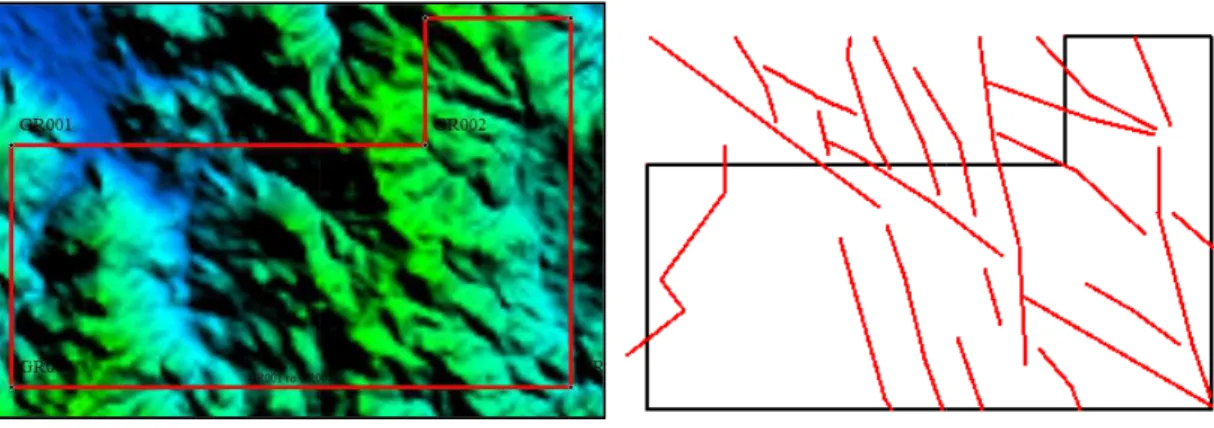 Gambar  3.  Peta  foto  udara  citra  SRTM;  kotak  merah  menunjukkan  lokasi  daerah  penelitian menunjukkan pola kelurusan sesar