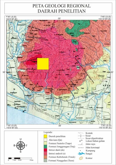 Gambar 2. Peta geologi regional daerah penelitian 