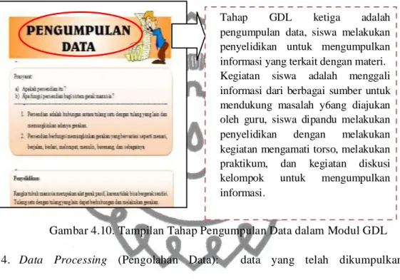 Gambar 4.10. Tampilan Tahap Pengumpulan Data dalam Modul GDL  4.  Data  Processing  (Pengolahan  Data):    data  yang  telah  dikumpulkan 
