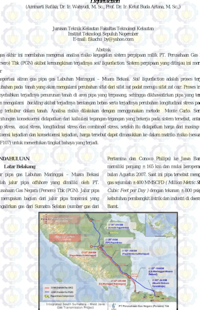 Gambar 1.1 Jalur pipa gas transmisi SSWJ jalur Grissik-Pagardewa-Labuhan Maringgai-Muara Bekasi