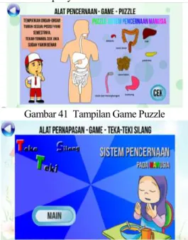 Gambar 39 Tampilan Klik Tombol Video  Pencernaan Pada Manusia ( gambar 9)  3.2.3 Halaman Game dan Quiz 