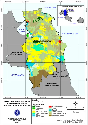 Gambar 11  Peta penggunaan lahan di Kabupaten Bangka  
