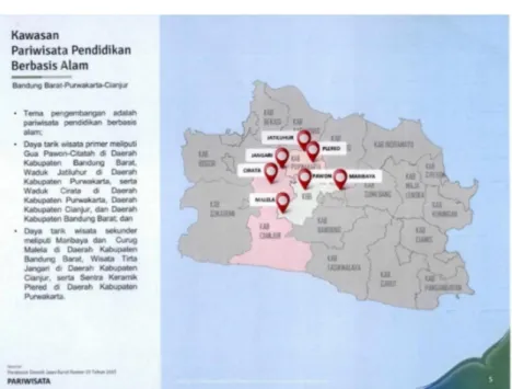 Gambar 2. Peta Potensi Wisata Alam Jawa Barat  Sumber: Dokumen Disparbud Jawa Barat (2019)  2)  Brand Identity