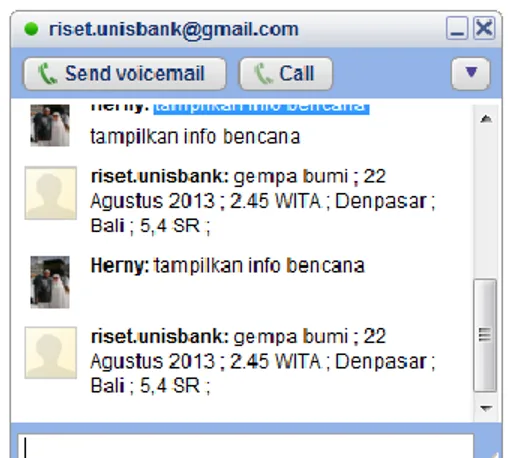 Gambar 4.a. Contoh 1 Tampilan antarmuka dan  response dari Sistem QA 