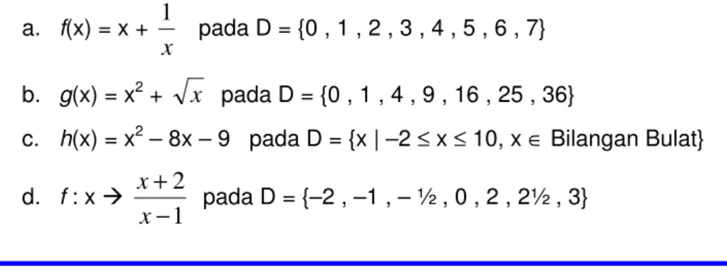 Grafik  fungsi  f(x)  =  2x  +  6  berbentuk  ruas  garis karena domain fungsi f tersebut adalah  bilangan real