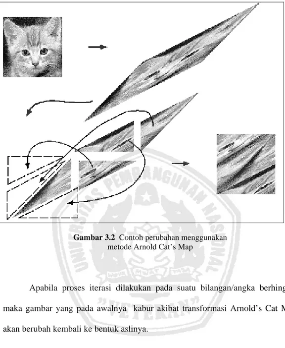 Gambar 3.2  Contoh perubahan menggunakan  metode Arnold Cat’s Map 